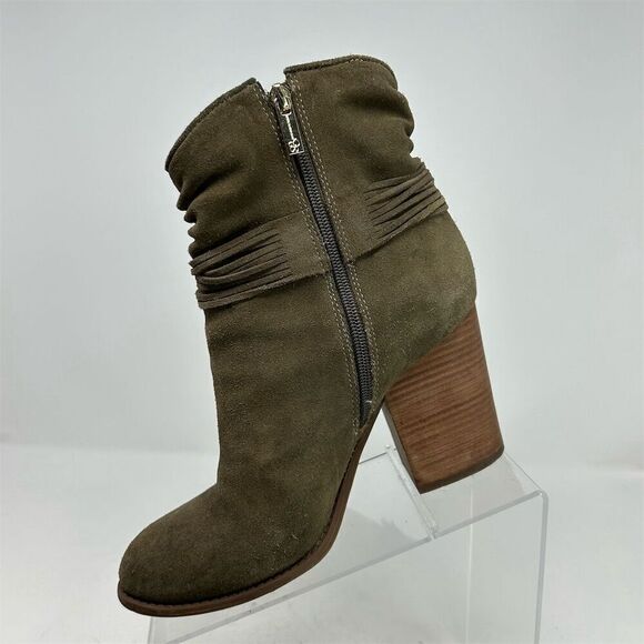 Jessica Simpson Women's Gray Ankle Booties Size 9 Fringe Tassel Block Heel - Picture 2 of 15